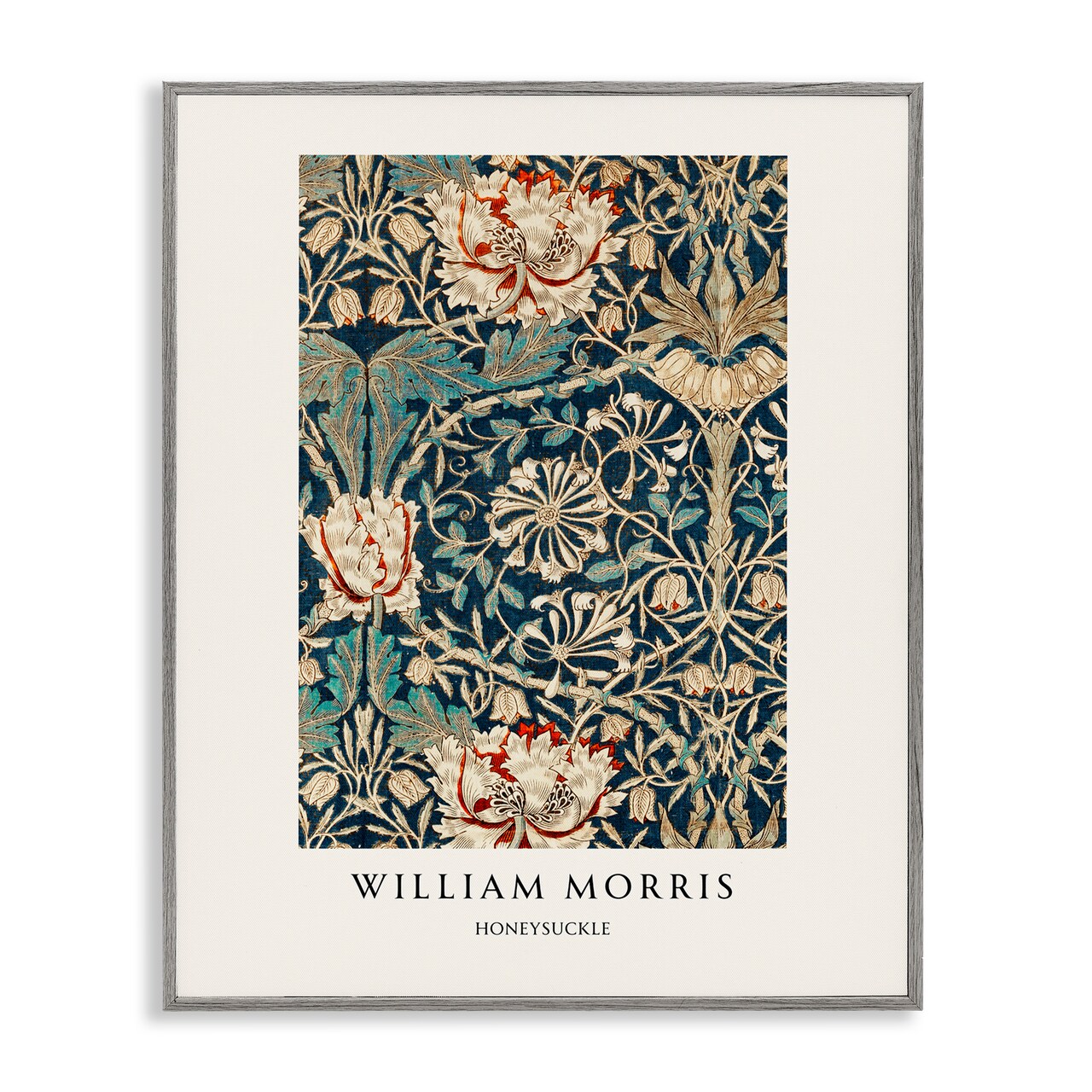 Stupell Industries William Morris Honeysuckle Pattern Black Framed Giclee Art, design by Vintage Hustle